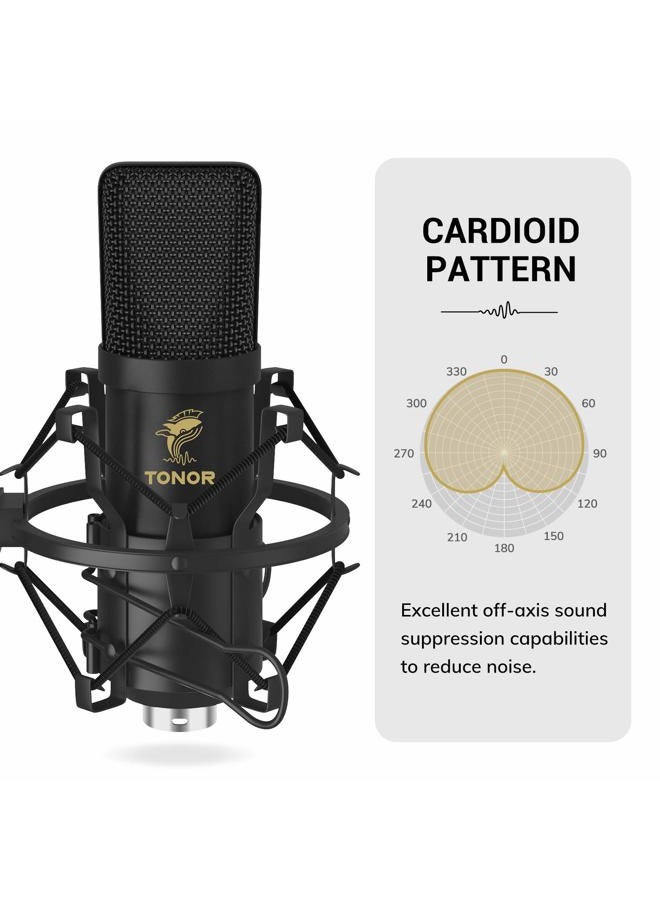 TONOR XLR Condenser Microphone, Professional Cardioid Studio Mic Kit with T20 Boom Arm, Shock Mount, Pop Filter for Recording, Podcasting, Voice Over, Streaming, Home Studio, YouTube (TC20) - Image 4